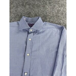 Ralph Lauren Purple Label Button Down Dress Shirt Mens 16 Blue Check See Photos